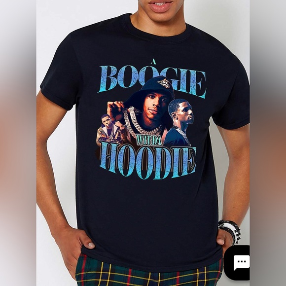 NWT A Boogie Wit Da Hoodie Vintage Large Graphic Black Tee - Size M - Picture 1 of 4